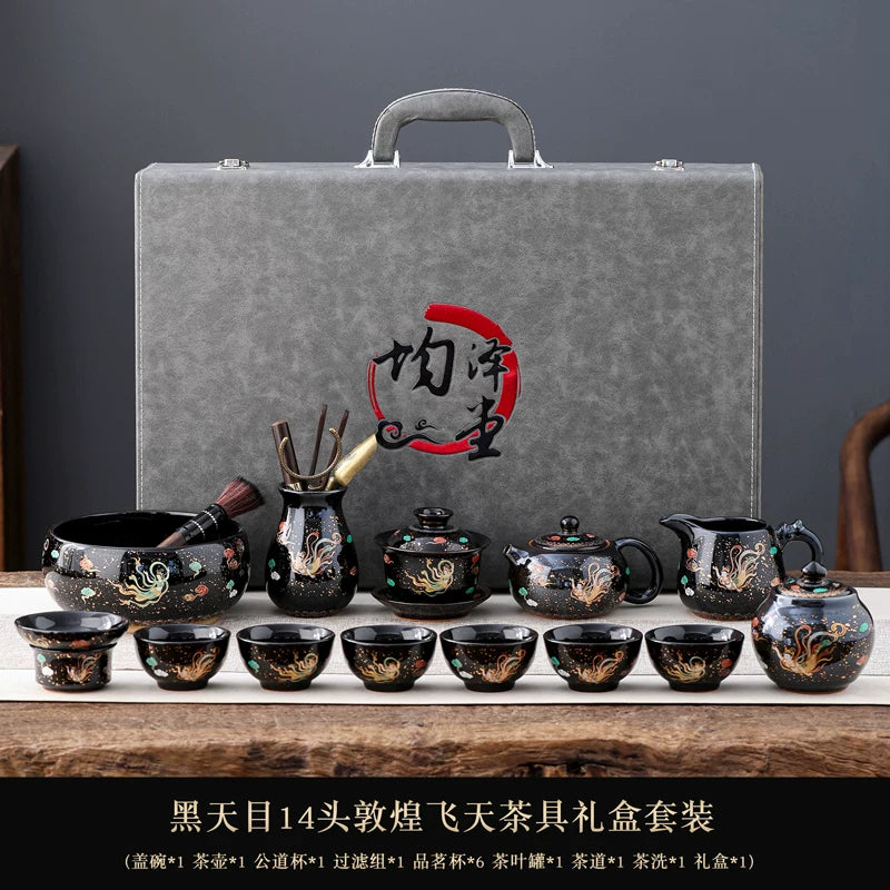 Black Tenmoku Apsara Tea Set