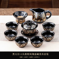 Phoenix Feather Tenmoku Tea Set