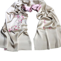 Peach Blossom Su Embroidered Silk Scarf
