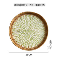 Rattan & Shell Inlay Round Tray