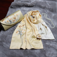 Su Embroidery Silk Scarf, Clutch and Ring Set