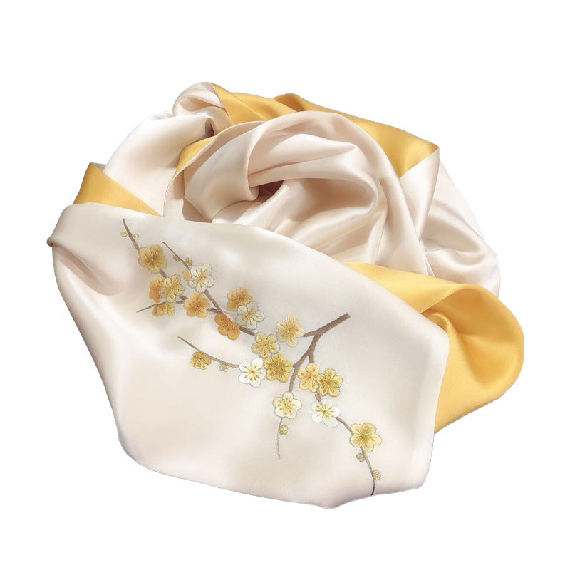 Plum Blossom Double-Layer Silk Scarf