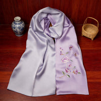 100% Mulberry Silk Su Embroidery Long Scarf