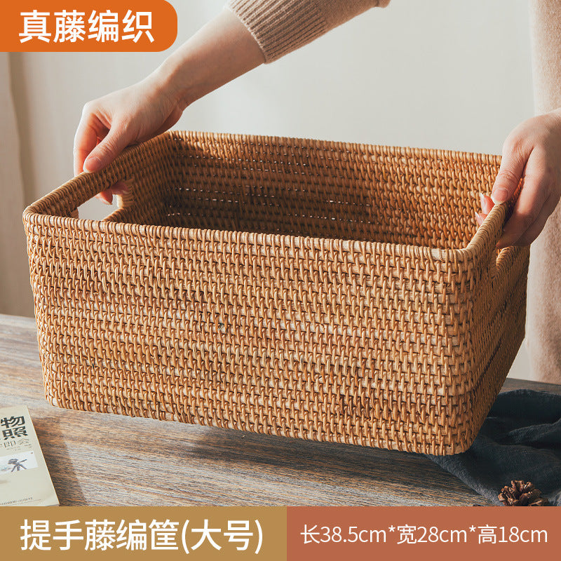 Handwoven Rattan Serving Tray with Handles