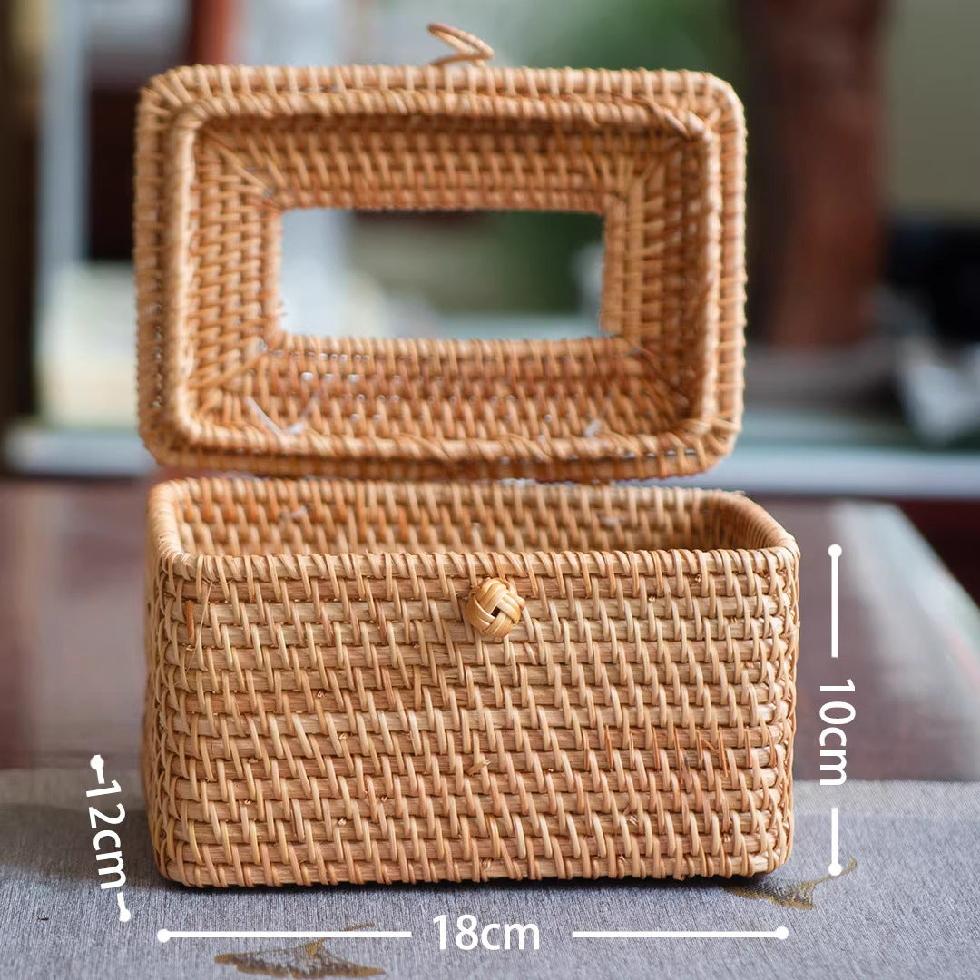 Handwoven Rattan Tissue Box