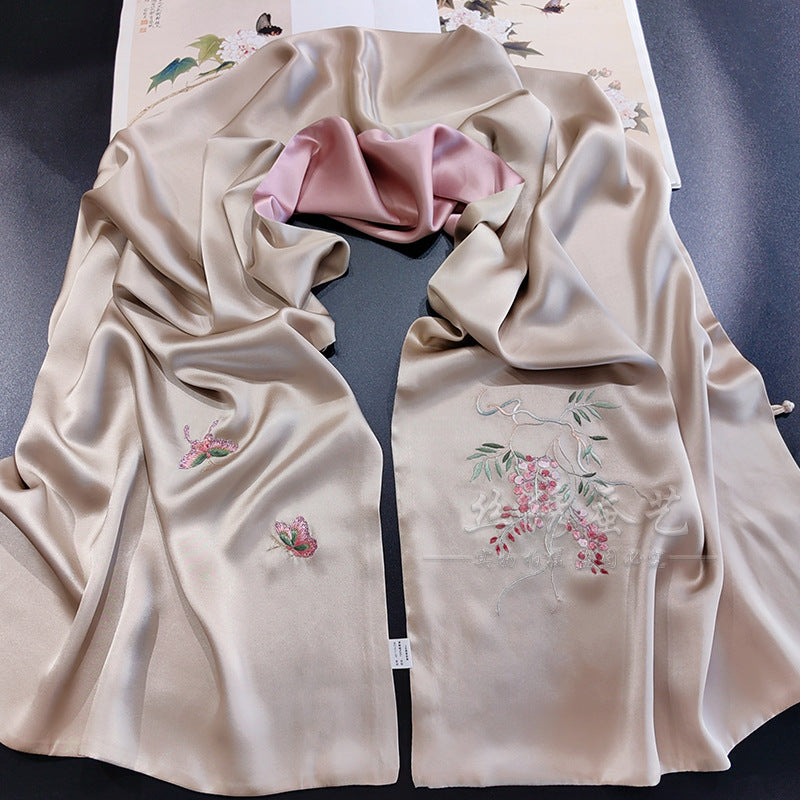 Mulberry Silk Embroidered Qipao Shawl