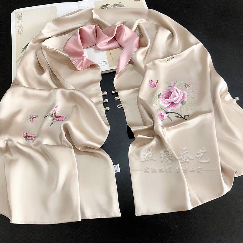 Retro Su Embroidered Silk Shawl, 190cm