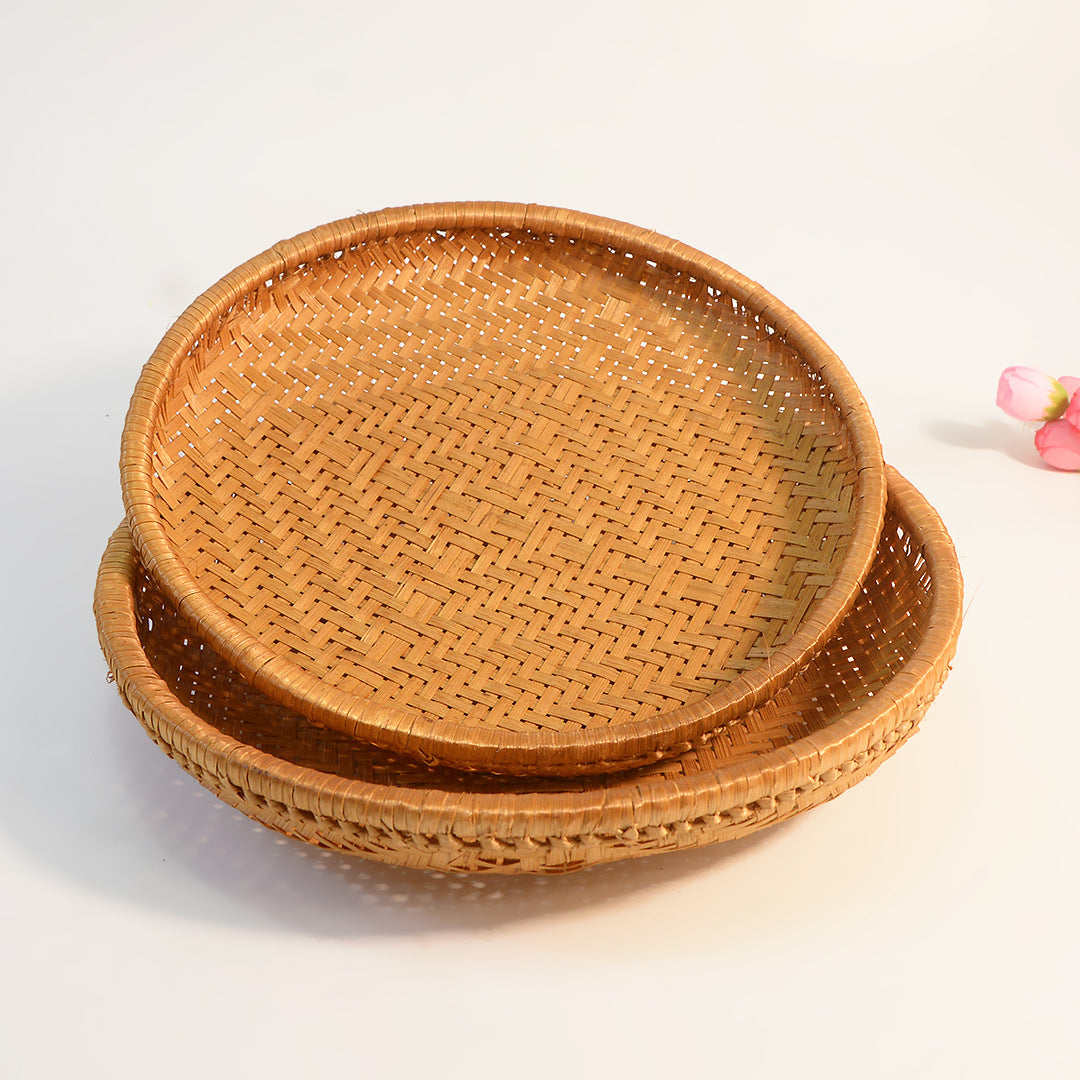 Smoked Bamboo Shallow Basket