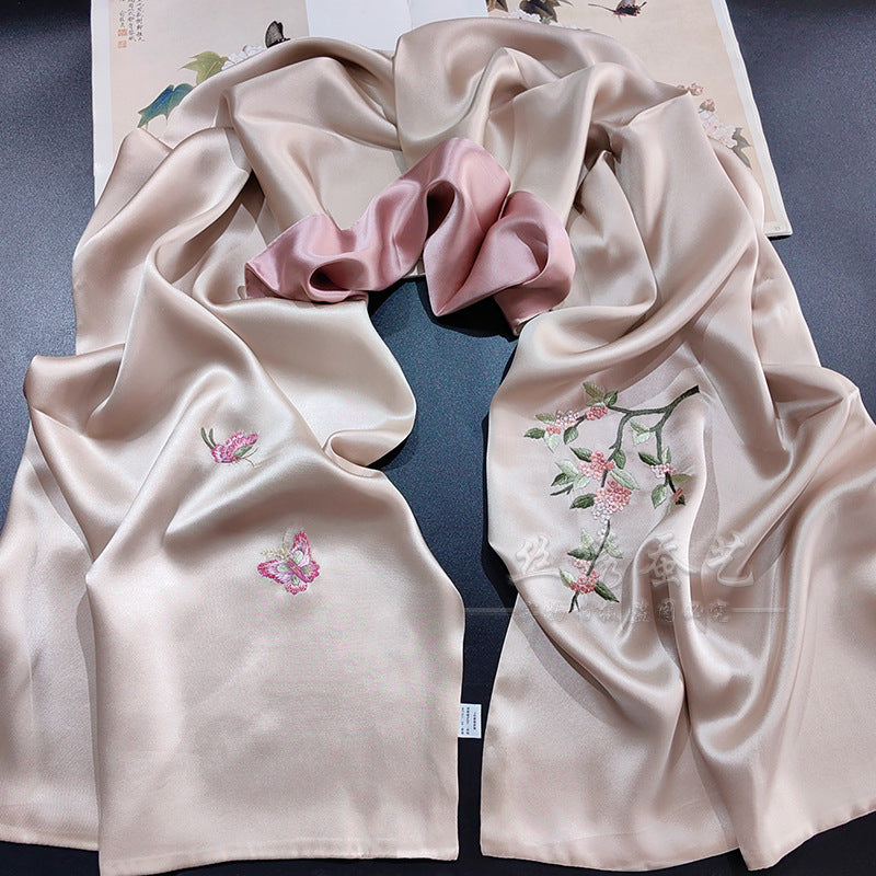 Mulberry Silk Embroidered Qipao Shawl (Style 2)