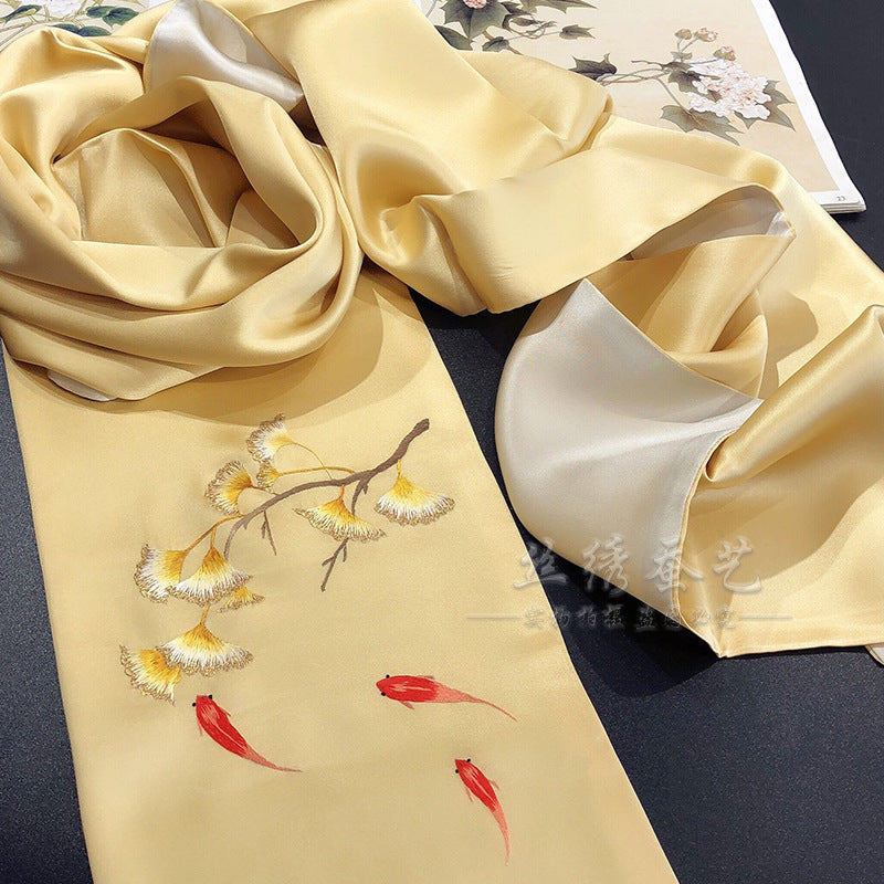 Suzhou Heritage Su Embroidery Silk Scarf