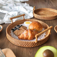 Shallow Rattan Snack Tray
