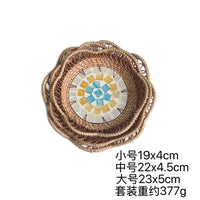 Mini Rattan & Shell Basket Set of 3