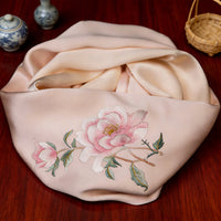 100% Mulberry Silk Su Embroidery Long Scarf