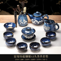 Tin-Inlaid Traditional Chinese Tea Set