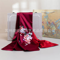 Su Embroidery Begonia Silk Scarf
