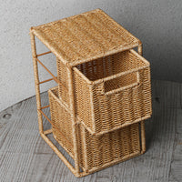 Faux Rattan Desktop Drawer Organizer