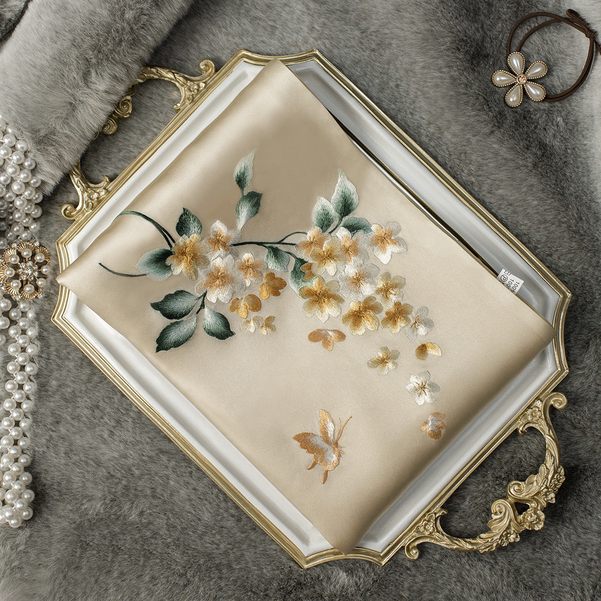 Su Embroidery Mulberry Silk Scarf with Gift Box