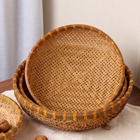 Smoked Bamboo Round Basket