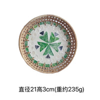 Openwork Rattan & Shell Tray
