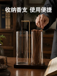 双管玻璃倒挂香插桂花香线香不落灰香插盘创意香夹家用插香熏香座