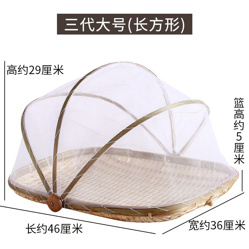 Bamboo Drying Basket with Mesh Cover