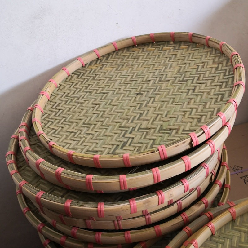 Rattan-Rim Top-Layer Bamboo Sieve Tray