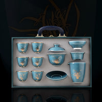 Celadon Gold-Rim Mutton-Fat Jade Tea Set