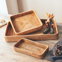 Handwoven Rattan Serving Tray with Handles
