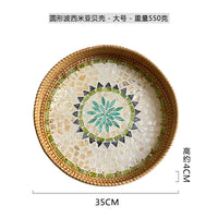Rattan & Shell Inlay Round Tray