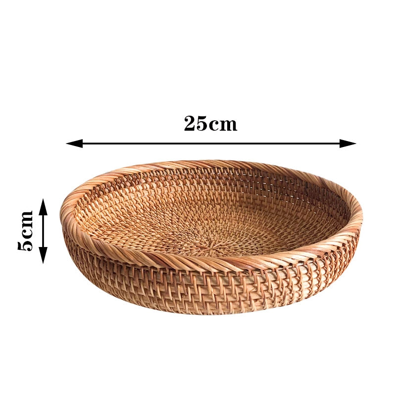Shallow Round Rattan Tray