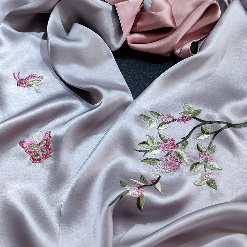 Mulberry Silk Embroidered Qipao Shawl (Style 2)