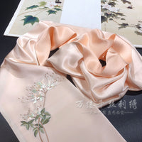 Hand Embroidered Mulberry Silk Scarf, Pastel