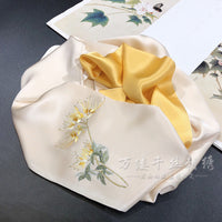 Hand Embroidered Mulberry Silk Scarf, Pastel