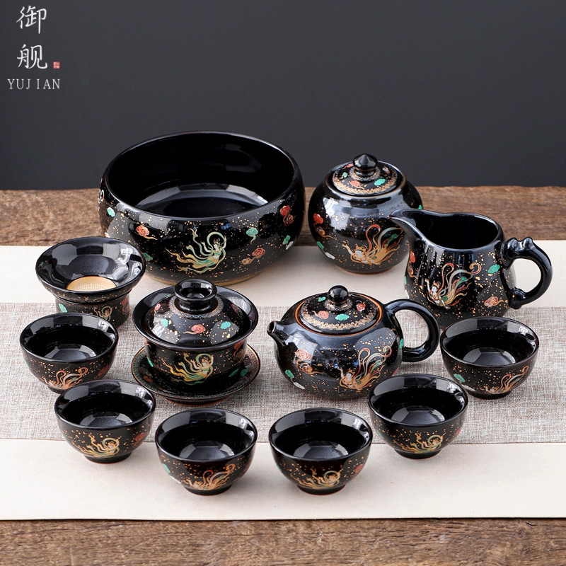 Black Tenmoku Apsara Tea Set