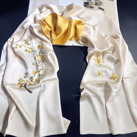 Peach Blossom Su Embroidered Silk Scarf