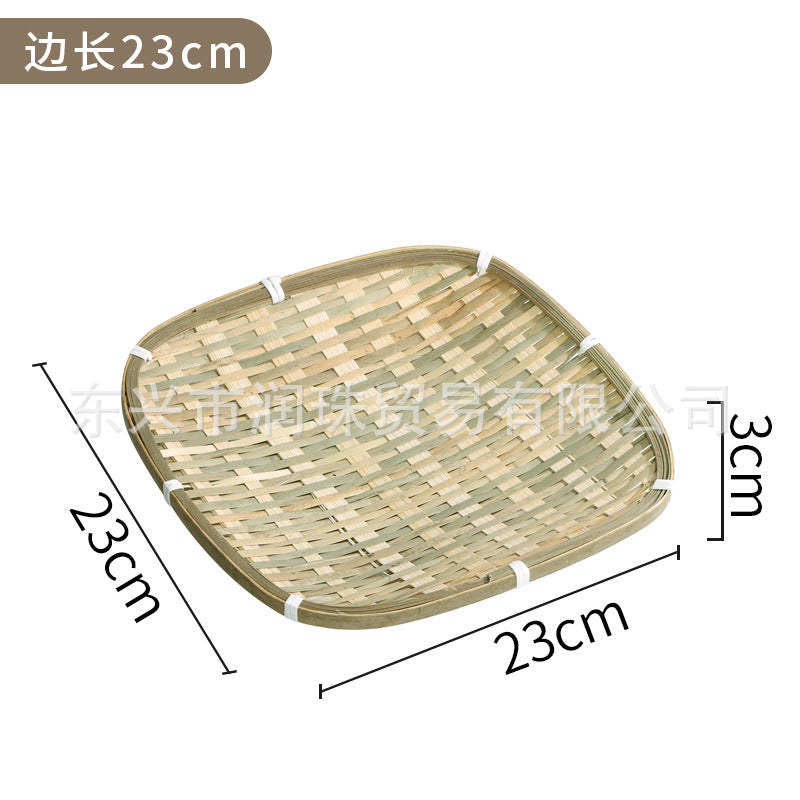 Red-Rim Bamboo Serving Plate