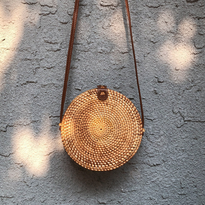 Handwoven Rattan Crossbody Bag