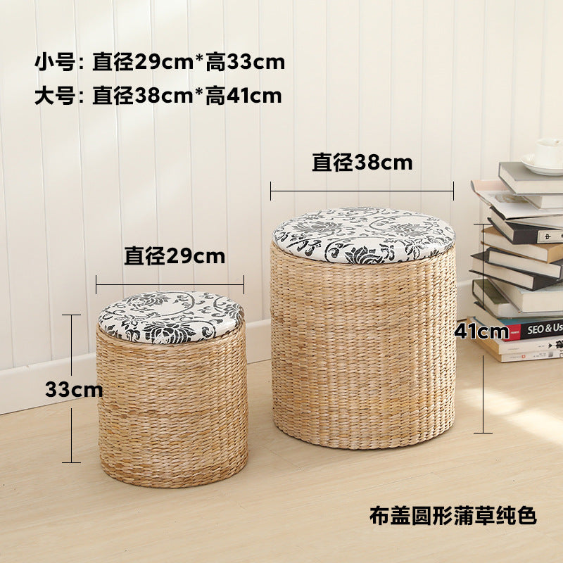 Woven Cattail Storage Ottoman
