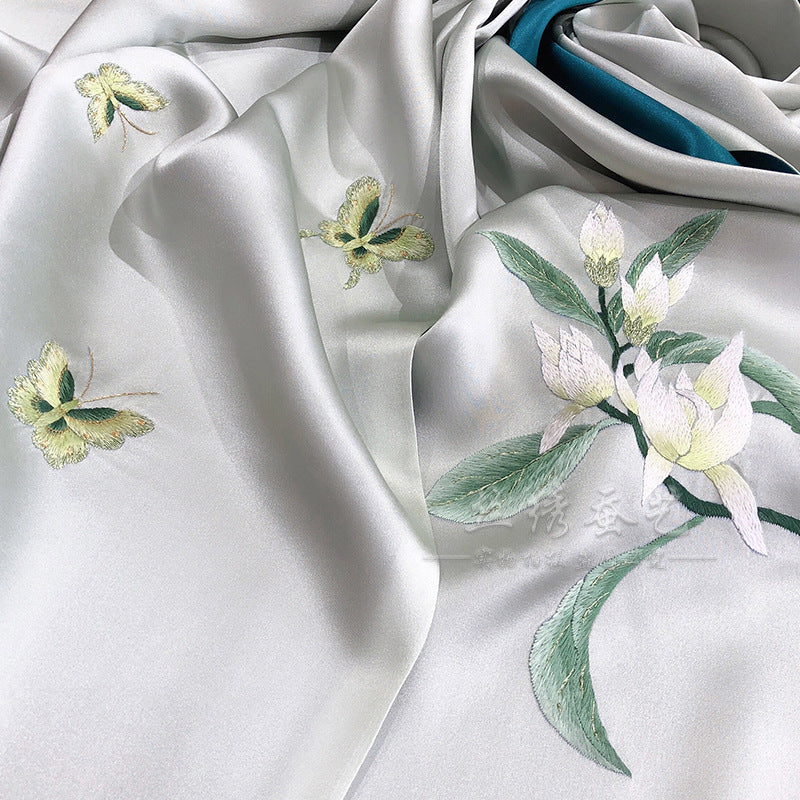 Su Embroidery Mulberry Silk Shawl with Frog Button