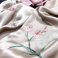 Daylily Su Embroidered Silk Scarf, 175cm