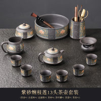 Zisha Lotus Scroll Ruyi Tea Set