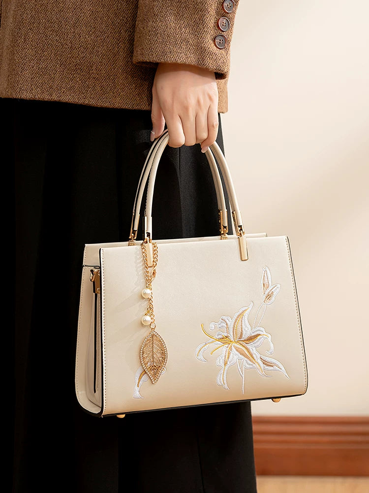 Off-White Embroidered Crossbody Handbag