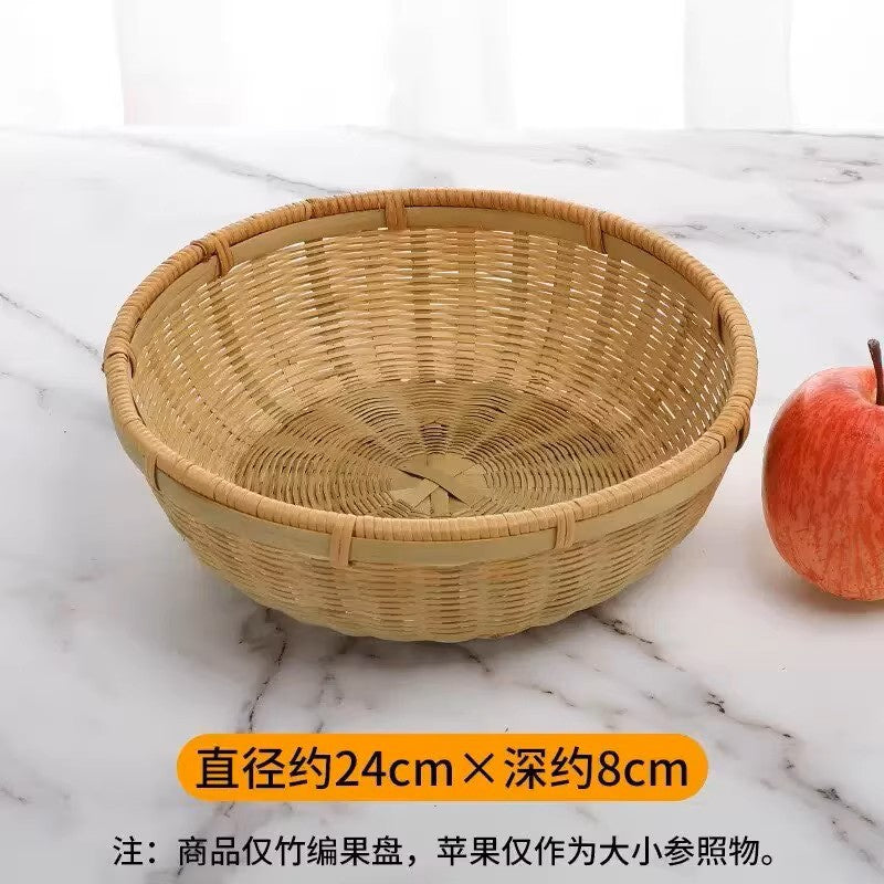 Smooth-Rim Green Bamboo Basket