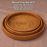 Round Woven Rattan Tray