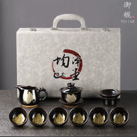Black Tenmoku Gold Leaf Tea Set