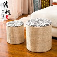 Woven Cattail Storage Stool