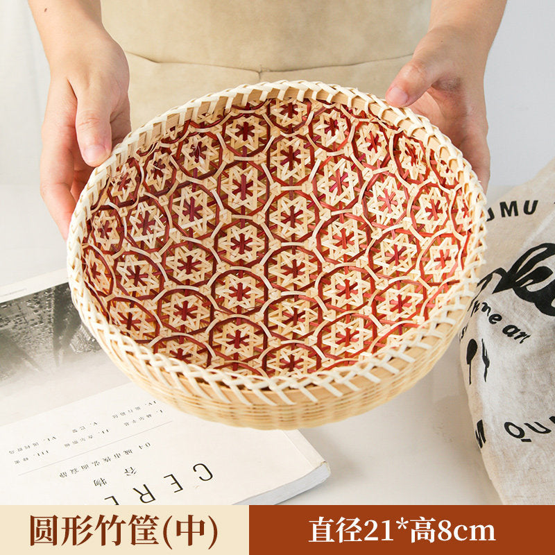 Woven Bamboo Basket, Round or Oval