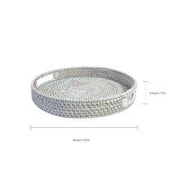 Round Rattan Tray with Handles