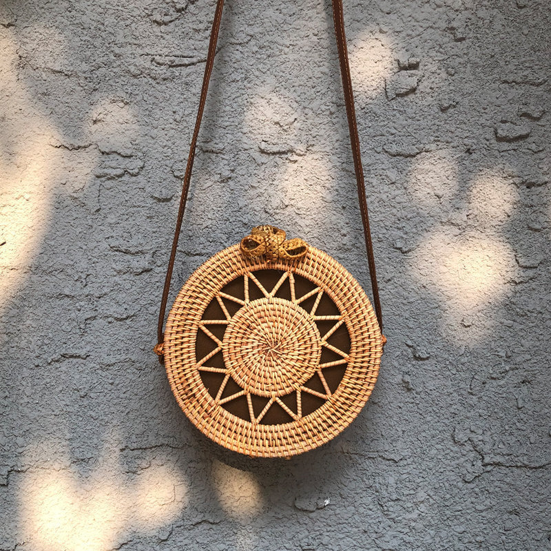 Handwoven Rattan Crossbody Bag