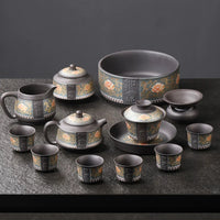 Zisha Lotus Scroll Ruyi Tea Set